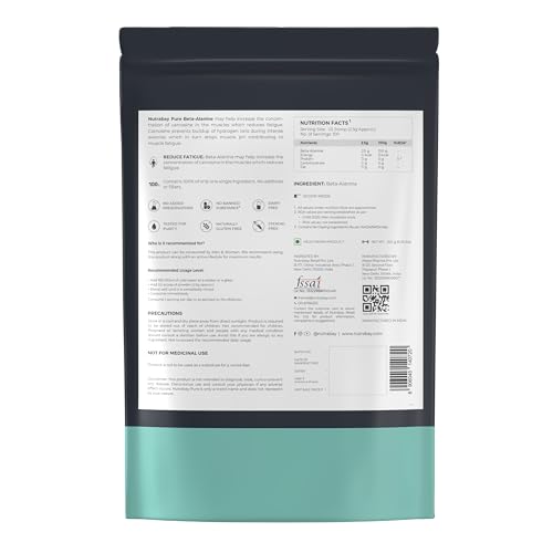Nutrabay Pure 100% Beta Alanine Powder, Pre Workout supplement for Men & Women - 250g Unflavoured, 100 Servings
