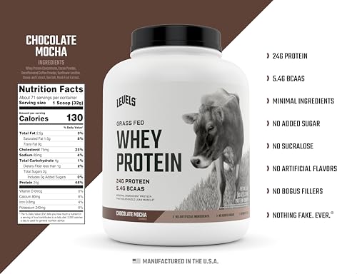 Levels Grass Fed 100% Whey Protein, No Hormones, Chocolate Mocha, 5LB Levels NutritionBuy Supplements Australia