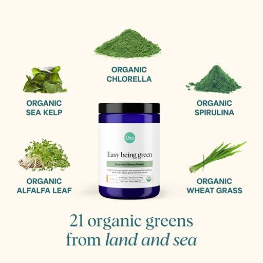 Ora Organic Greens Powder - Vegan, Gluten-Free, Organic Super Greens Drink for Energy and Detox | Antioxidants & Adaptogenic Herbs | 20+ Superfood Greens Blend - Citrus Flavor, 30 Servings Ora OrganicBuy Supplements Australia