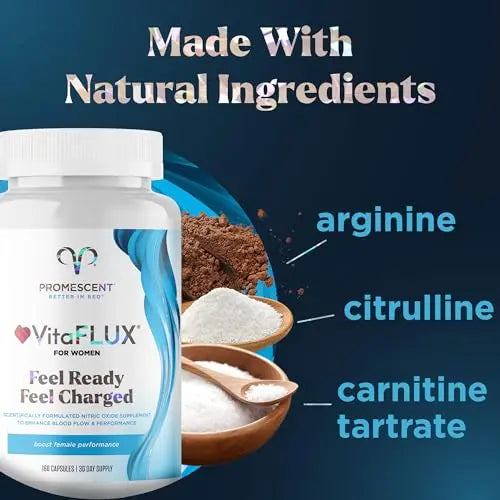 Promescent VitaFLUX Women's Nitric Oxide Booster Supplement, Boost Energy & Performance - Therapeutic Dose of Essential Amino Acids L Arginine, L Citrulline, L Carnitine, Zinc (180 Capsules) Promescent buy supplements Au