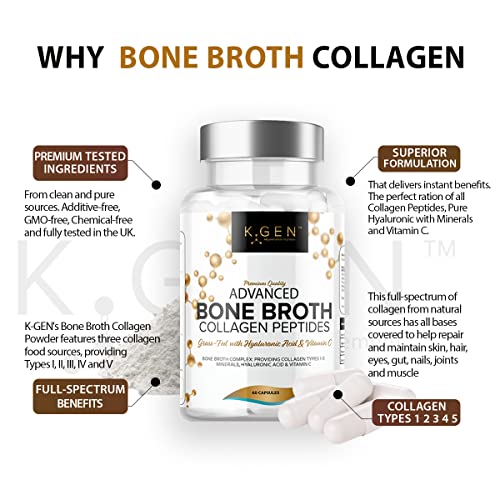 Pure Bone Broth Collagen Supplement Capsules Grass Fed Advanced Blend of Multi Collagen K GEN rejuvenation nutritionBuy Supplements Australia