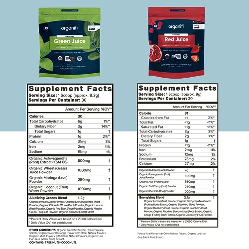 Organifi Green Juice and Red Juice Bundle - 30 Day Supply - Delicious, Refreshing Organic OrganifiBuy Supplements Australia