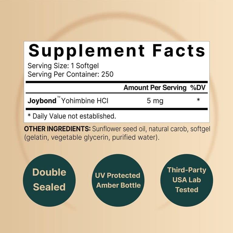 NatureBell Yohimbine HCL 5mg, 250 Softgels, Joybond* - Ultra Strength Yohimbine Bark NatureBellBuy Supplements Australia