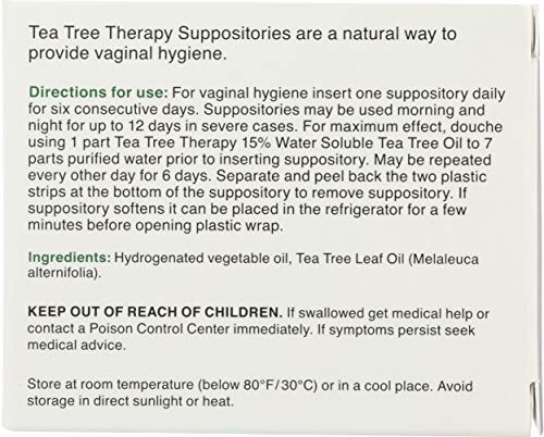 Tea Tree Therapy Vaginal Suppositories with Oil, 6 Count, White Tea Tree TherapyBuy Supplements Australia