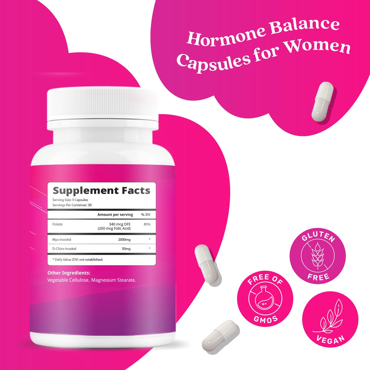 Myo-Inositol & D-Chiro Inositol Capsules with Folic Acid for PCOS | Prenatal Fertility BeLiveBuy Supplements Australia