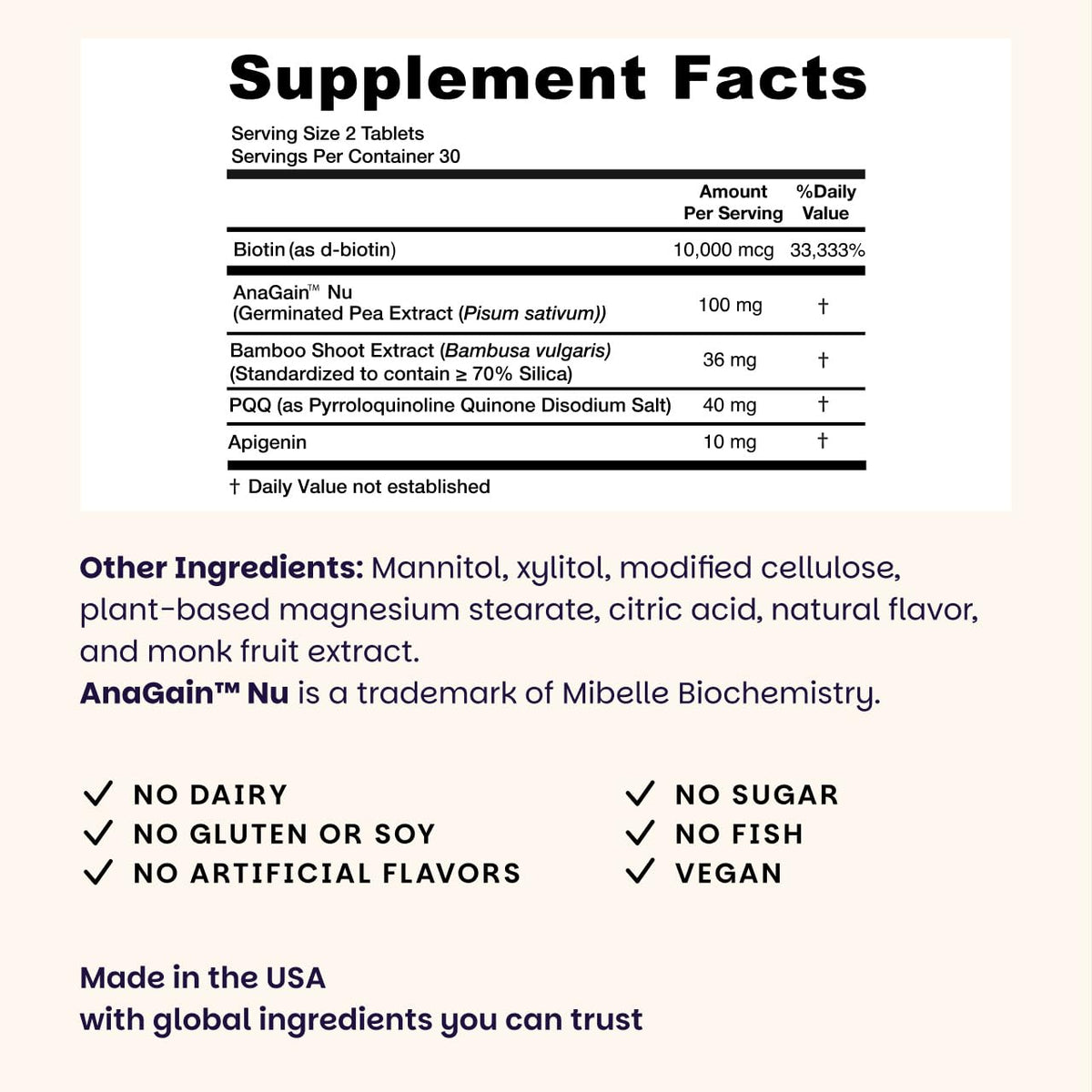 EZ Melts Hair Health Complete - Hair Supplement to Support Strength & Growth - Includes AnaGain Nu, Biotin, Apigenin, Bambo Silica & More - 60 Sublingual Tablets (30 Servings) EZ Melts buy supplements Au