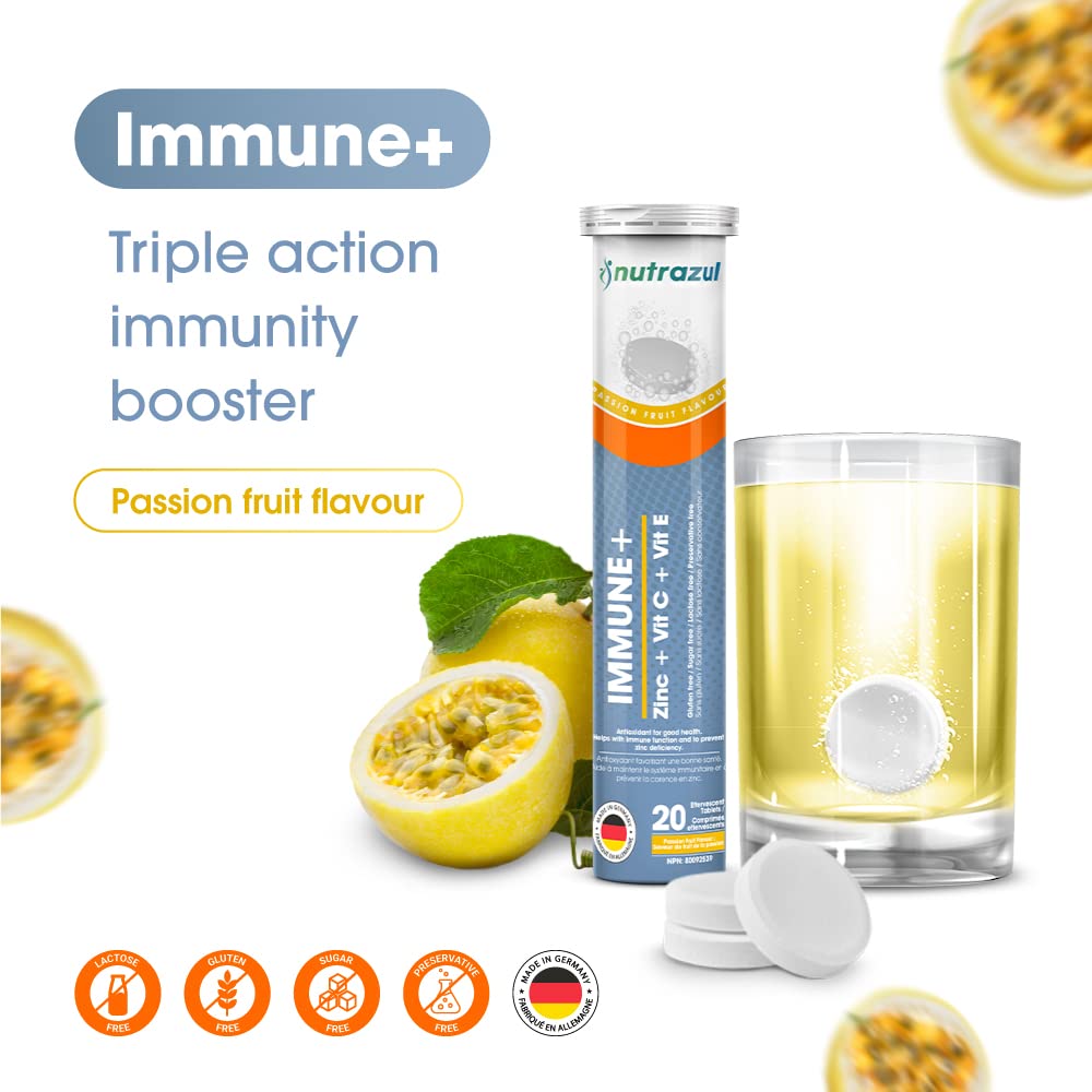 nutrazul Immune+ Effervescent Tablets, Vitamin C, Vitamin E & Zinc Supplement, Supports Overall Wellness with a VIT C, VIT E & Zinc Blend nutrazulBuy Supplements Australia