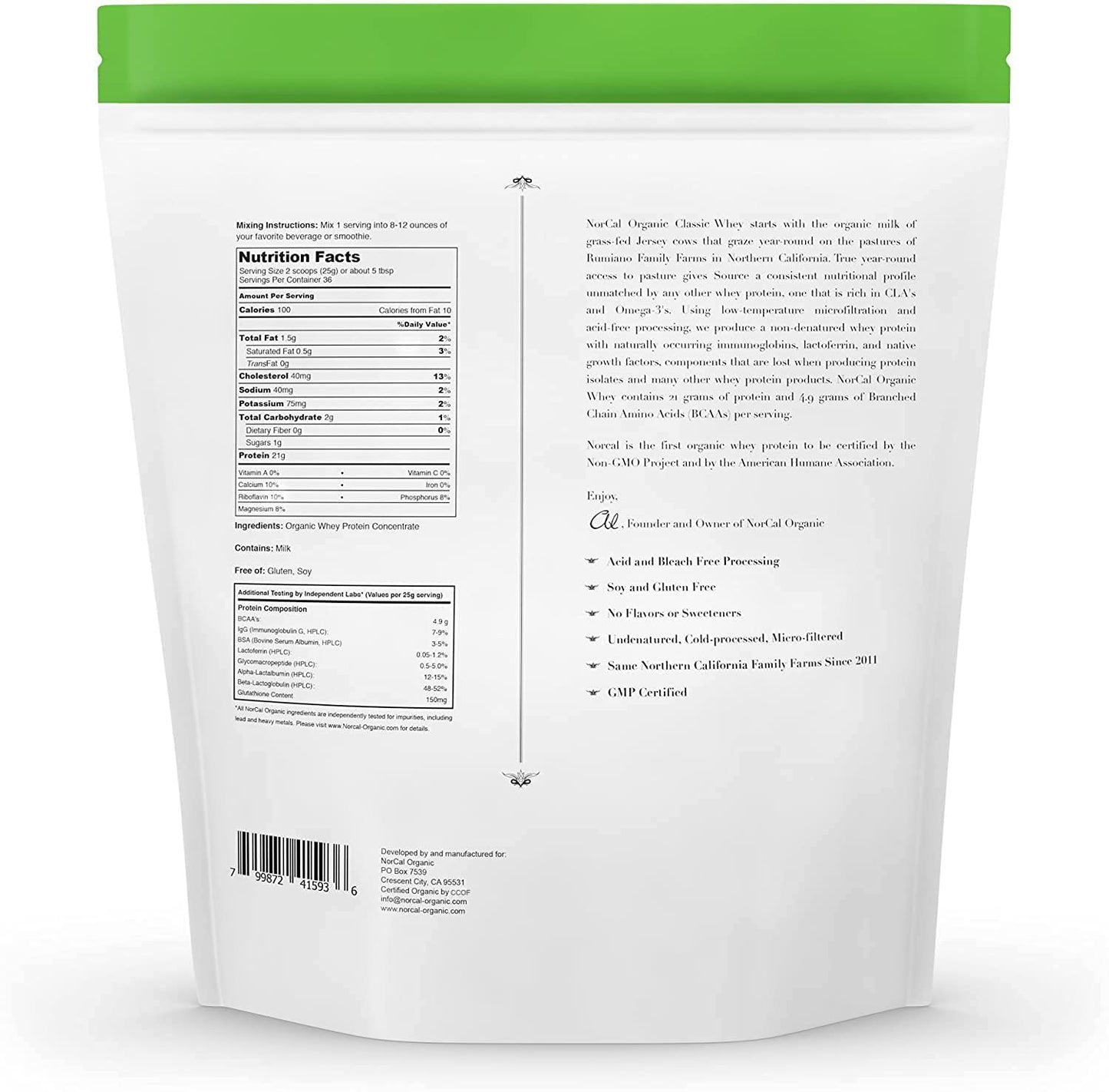 NorCal Organic Classic Whey Protein - 2lbs Bulk | 100% Grass-Fed & Finished NorCal OrganicBuy Supplements Australia