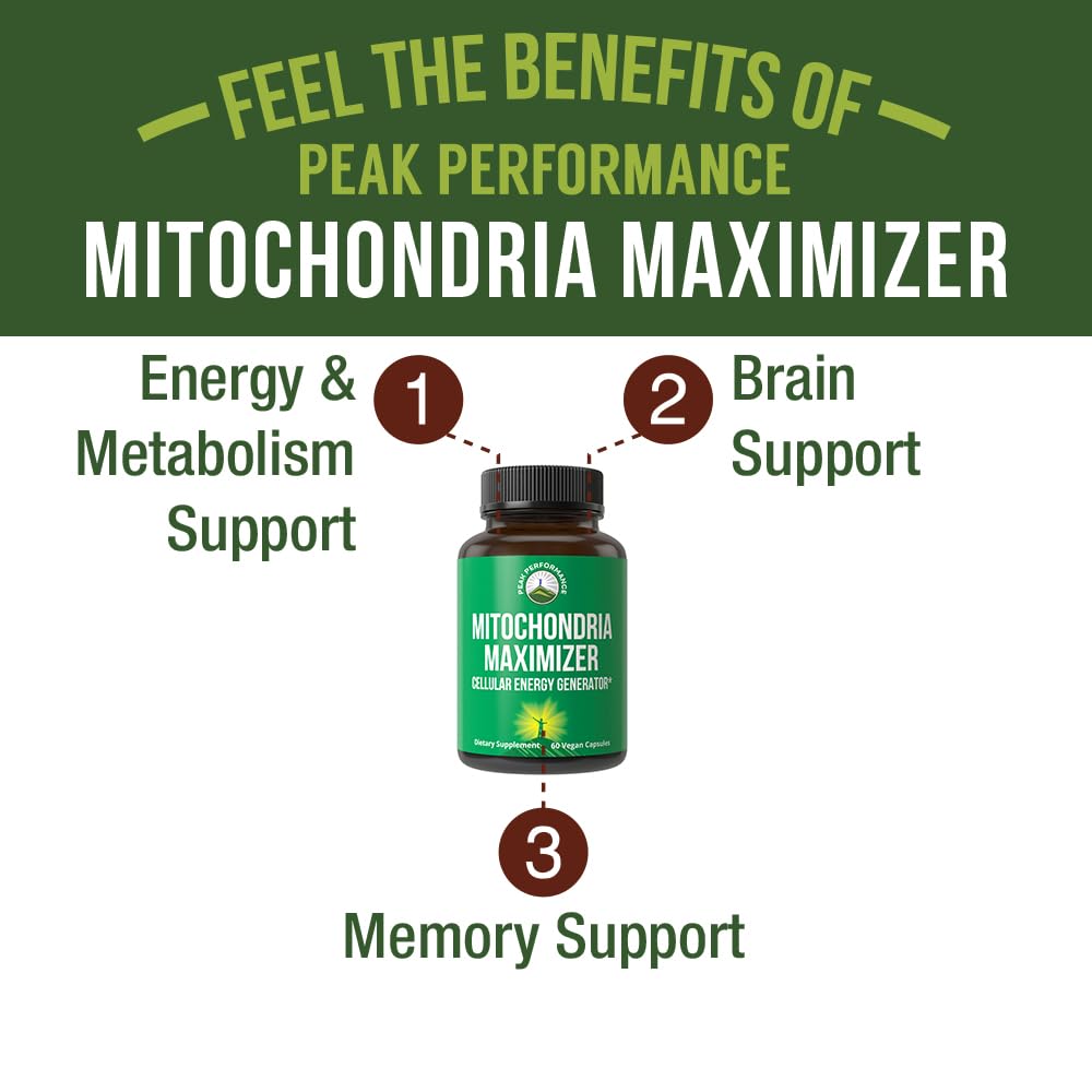 Peak Performance Mitochondria Maximizer with CoQ10 and Active PQQ. Best Mitochondrial Support Supplement with MCT Oil. Natural Cellular Generator for Clean, Energy Support. 60 Vegetarian Capsules Peak PerformanceBuy Supplements Australia