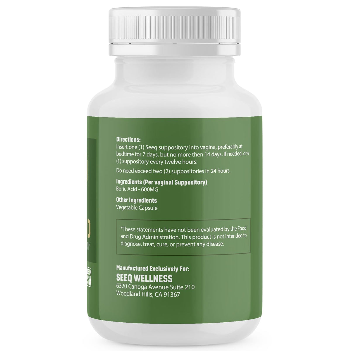 Seeq Wellness Boric Acid Vaginal Suppositories - Helps Support Odor Control and Balance Vaginal PH Seeq WellnessBuy Supplements Australia