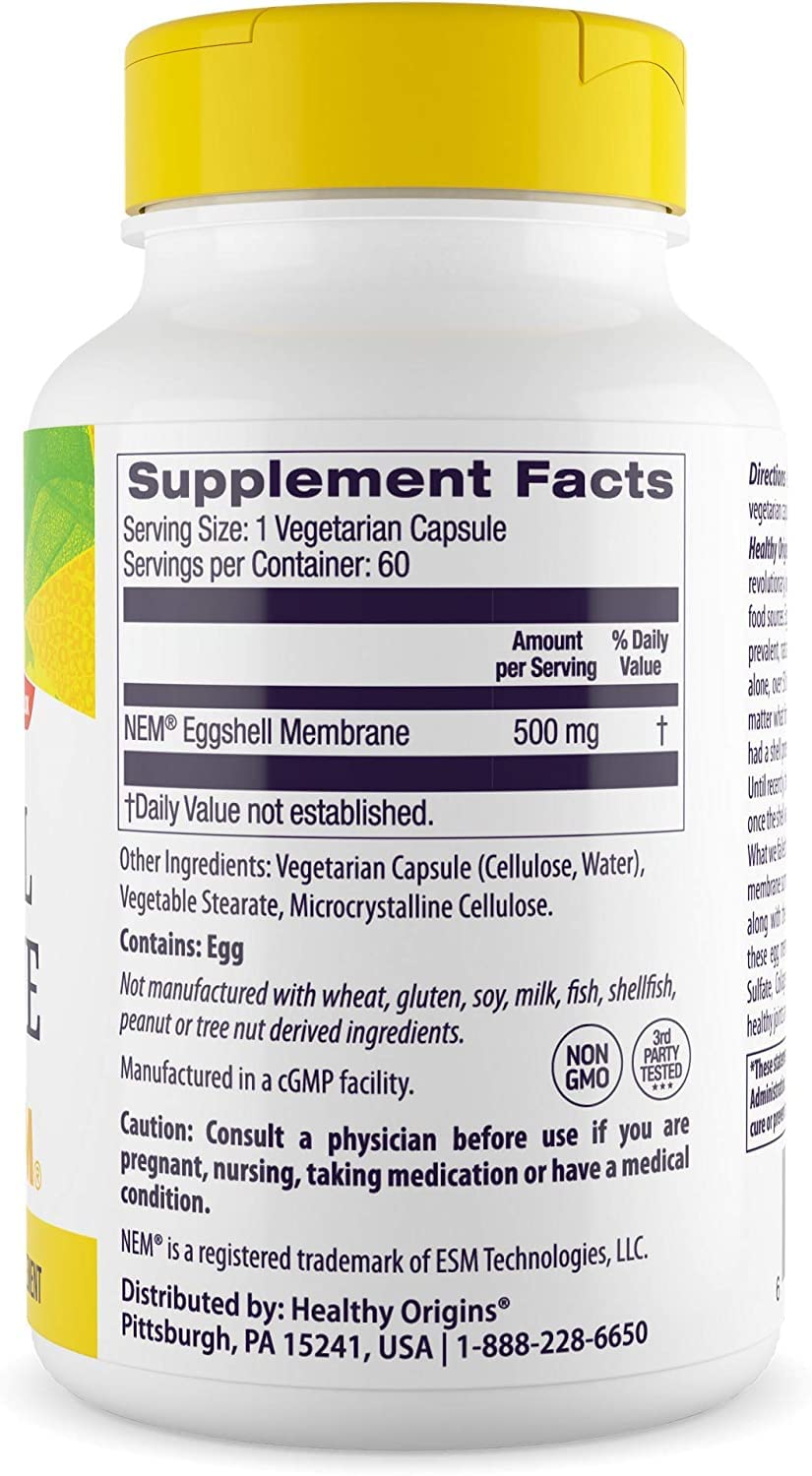 Healthy Origins Eggshell Membrane (NEM), 500 mg - Natural Collagen and Joint Support Healthy OriginsBuy Supplements Australia