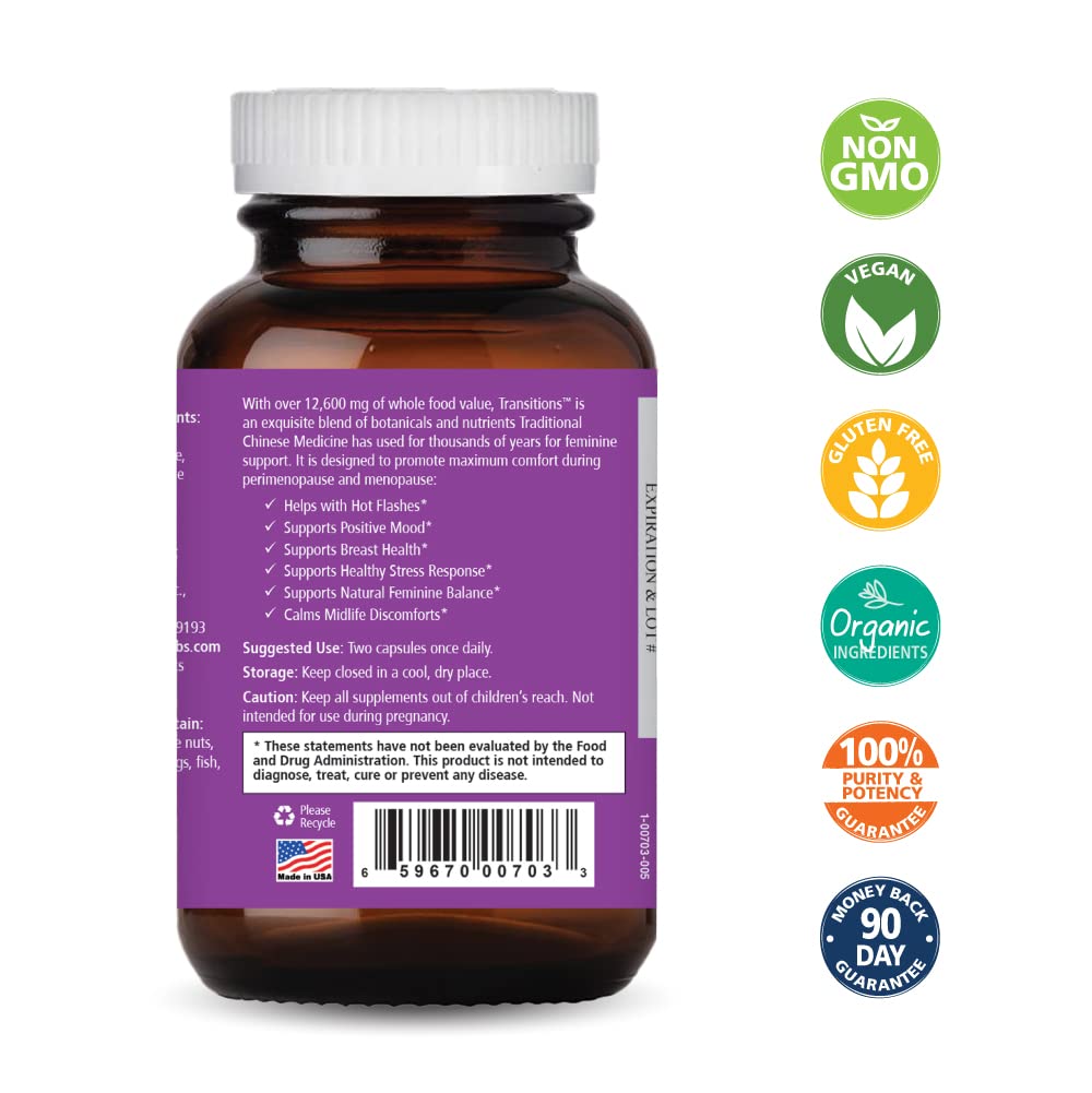 Pure Essence Labs Transitions Vitamins for Women, Natural Menopause Relief Supplement to Promote Hormone Balance, Reduce Hot Flashes, Mood Swings & Night Sweats, 60 Capsules PURE ESSENCE LABSBuy Supplements Australia