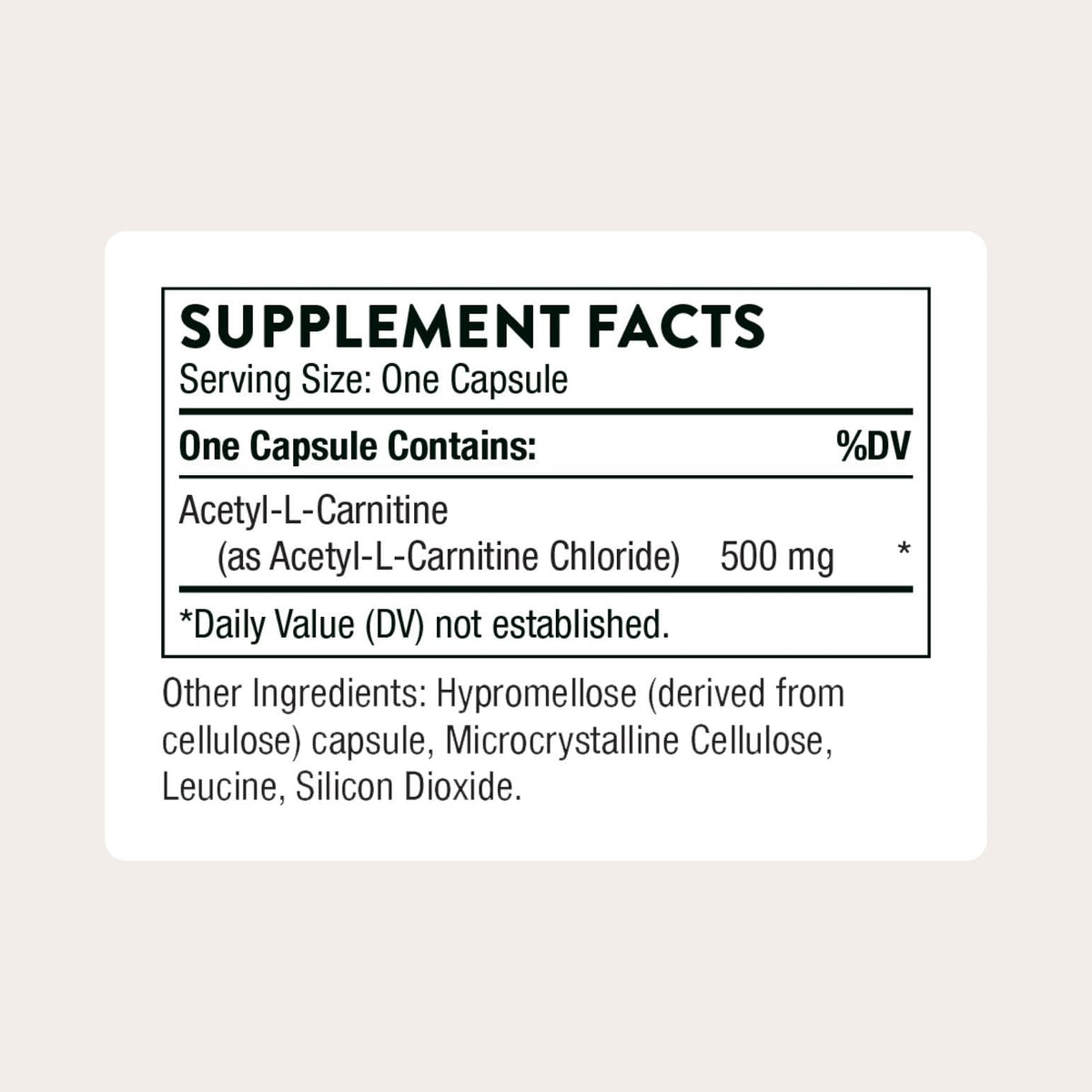 THORNE - Acetyl-L-Carnitine - 500 mg - Supports Brain Function & Healthy Nerve Sensations in The Hands & Feet* - Gluten, Dairy & Soy-Free - 60 Capsules THORNEBuy Supplements Australia