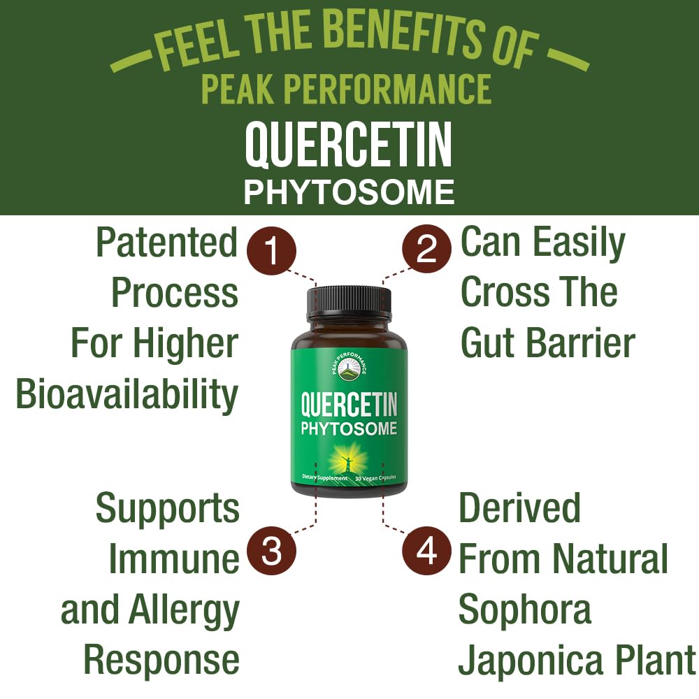 Peak Performance Ultra Pure Quercetin Phytosome Vegan Capsules - Rich Sophora Japonica Extract for Max Absorption Now. Quercetin 250mg Supplement Capsules. Made in USA Peak PerformanceBuy Supplements Australia