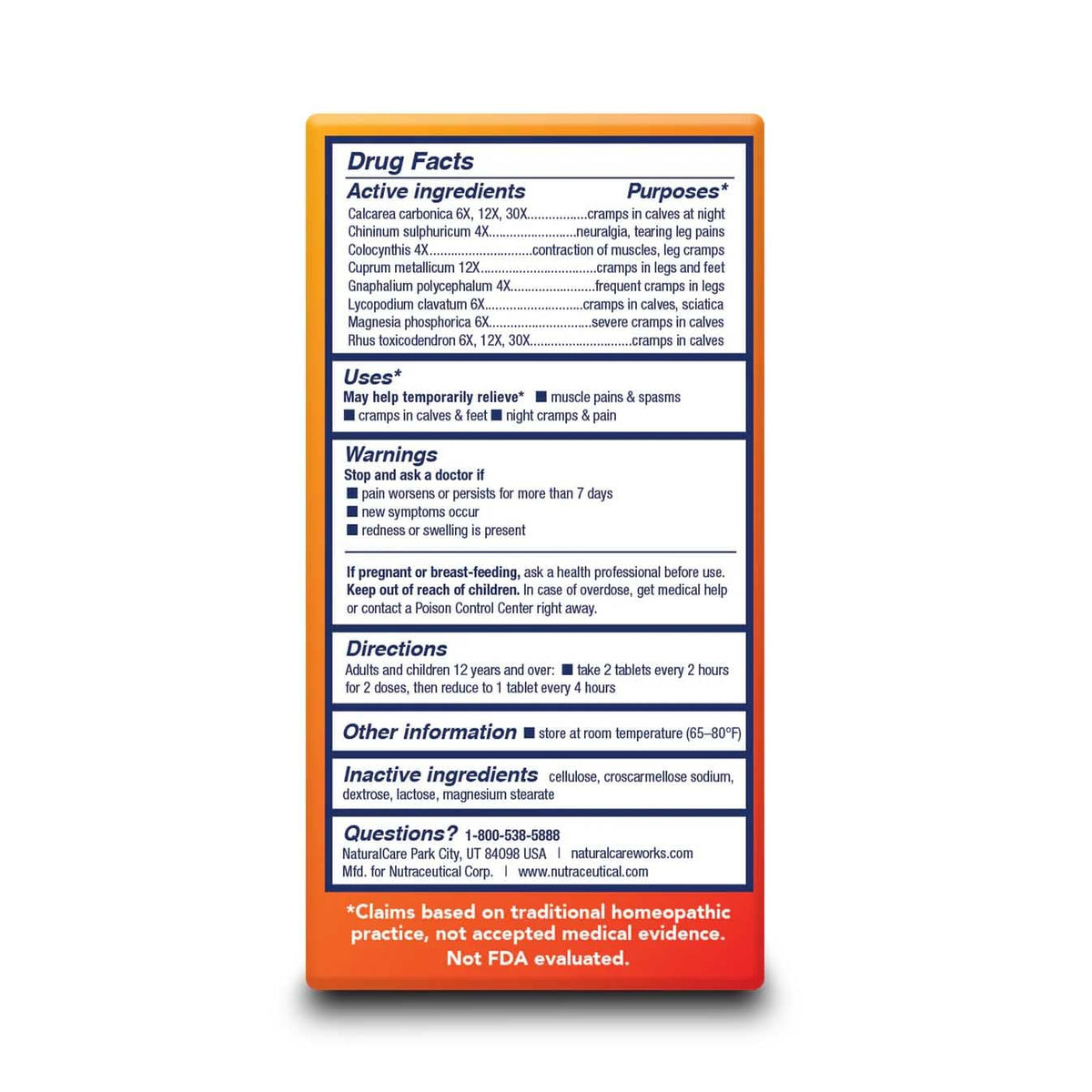 NaturalCare Leg Cramps, Homeopathic Tablets, 60ct | May Provide Support for Leg, Calf & Foot Cramps, Muscle Spasms & Pain Natra-BioBuy Supplements Australia