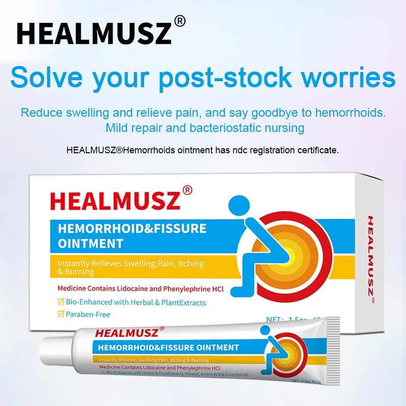 HEALMUSZ Hemorrhoid & Fissure Ointment,with 4% Lidocaine and Phenylephrine HCl,Fast Relief for Pain, Swelling, Discomfort & Itching | 1.5 oz HEALMUSZBuy Supplements Australia