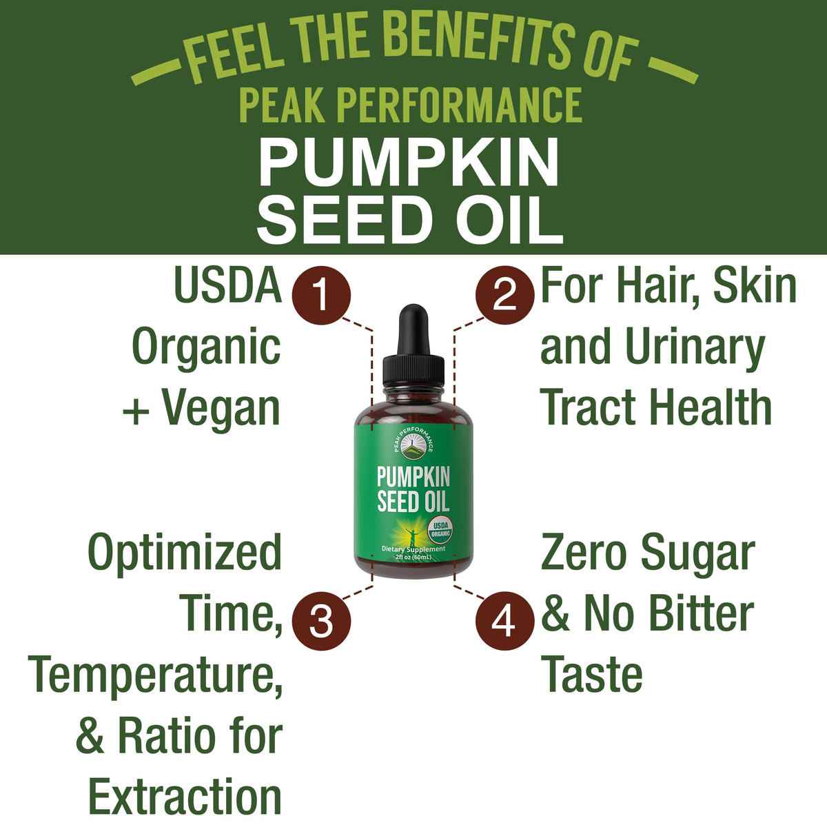 Pumpkin Seed Oil. USDA Organic Vegan Liquid Drops Extract for Women and Men. Supplement for Hair Growth, Skin Health, UT, Prostate Support. Zero Sugar, Gluten Free. Take Orally No Capsules Peak PerformanceBuy Supplements Australia