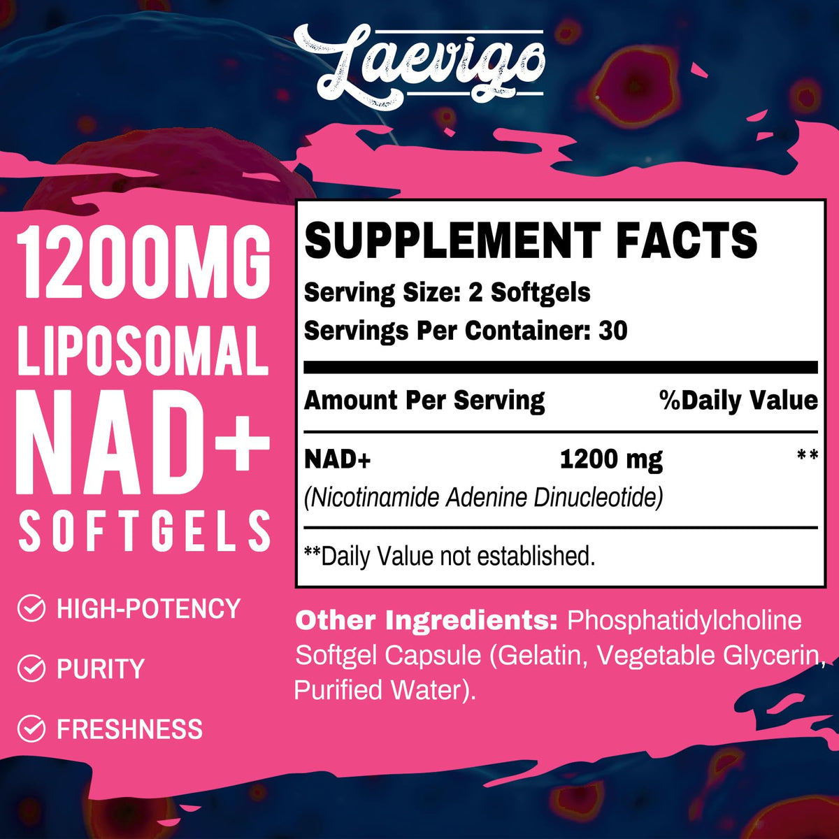 Laevigo Liposomal NAD+ Supplement 1200mg High Absorption, Cellular Energy & Mitochondrial Support, NAD Plus for Longevity & Vitality, Anti-Aging Formula, 60 Softgels LaevigoBuy Supplements Australia