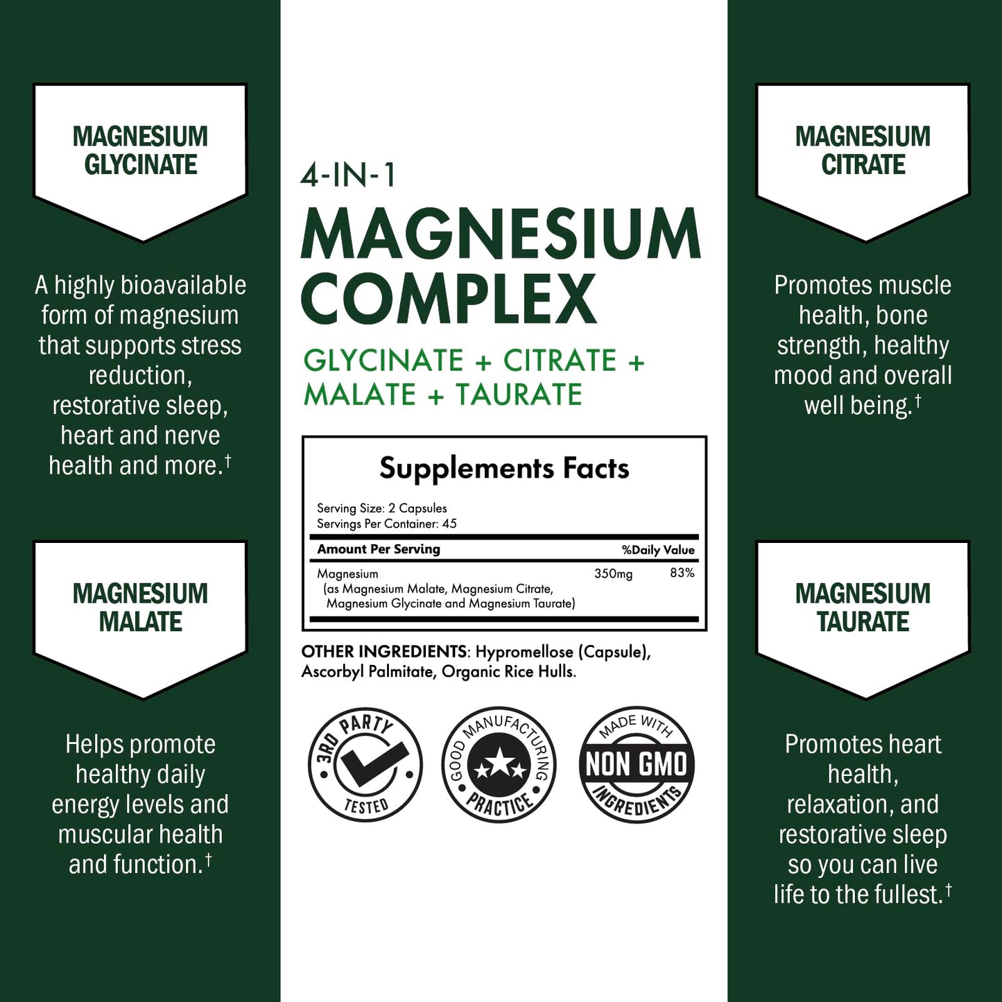 BioSchwartz Magnesium Complex Supplement (90 Capsules) 350mg Magnesium Glycinate Citrate Malate and Taurate Per Serving for Healthy Nerves Muscles Heart Sleep Support (Vegan, Gluten-Free, Non-GMO) BioSchwartzBuy Supplements Australia