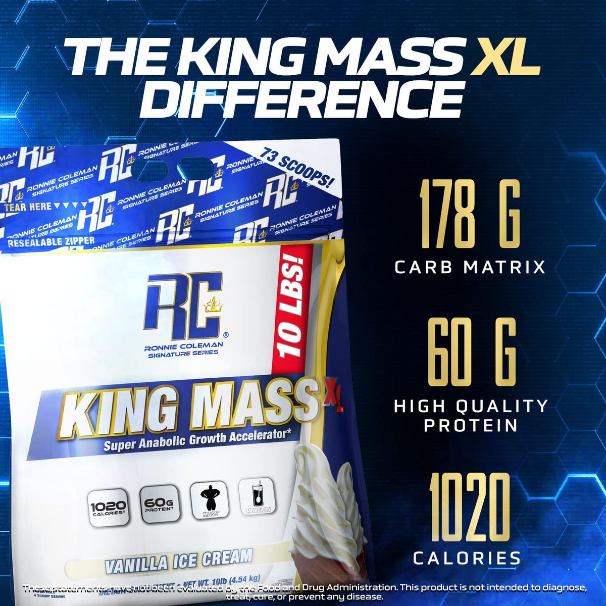 Ronnie Coleman Signature Series King Mass XL Mass Gainer Protein Powder, Muscle Ronnie Coleman Signature SeriesBuy Supplements Australia
