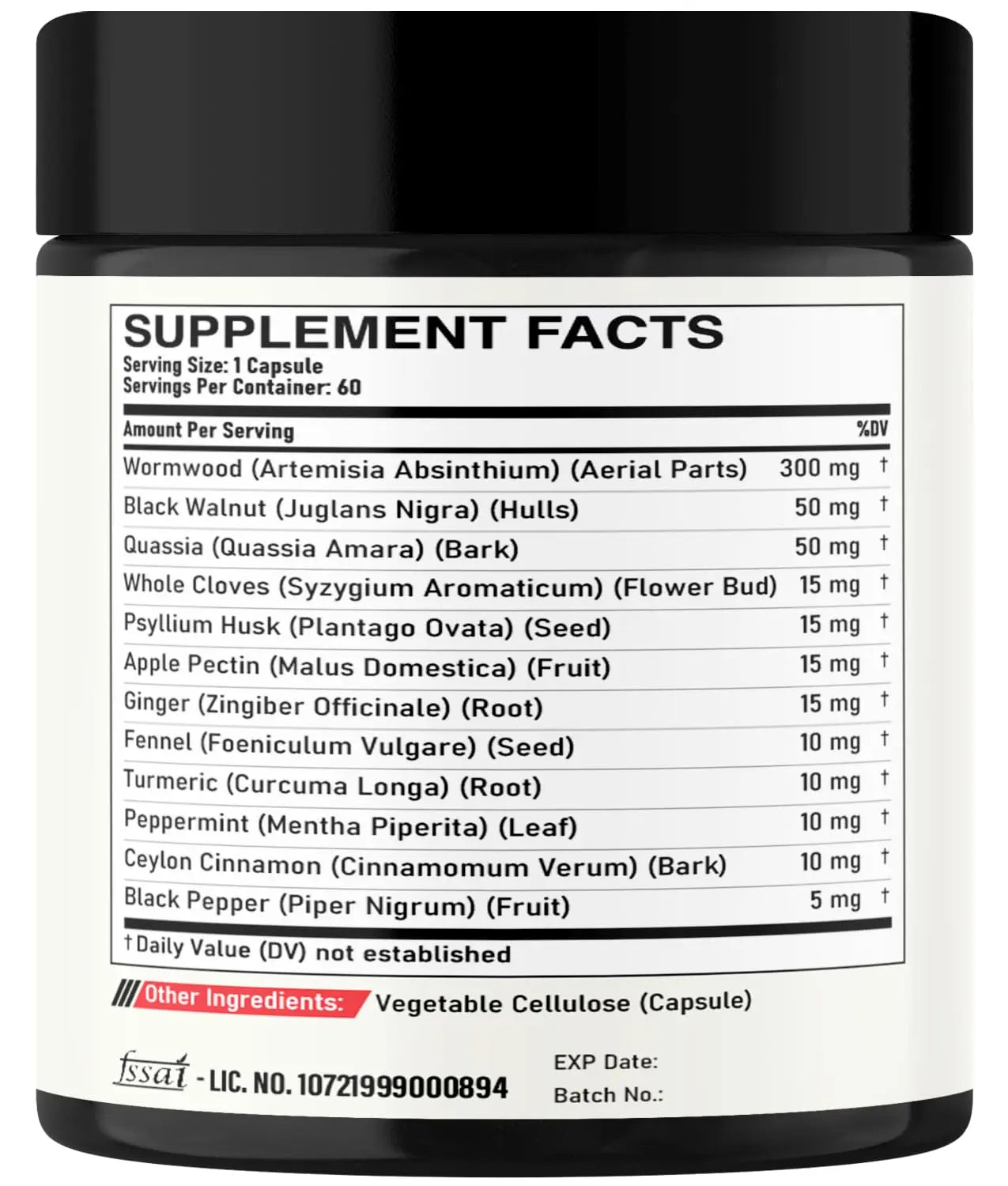 DEDICAD 12in1 Wormwood Capsules Black Walnut Cloves, Ginger, Turmeric Curcumin & Black Pepper - Immune System - 60 Capsules DEDICADĀ buy supplements Au