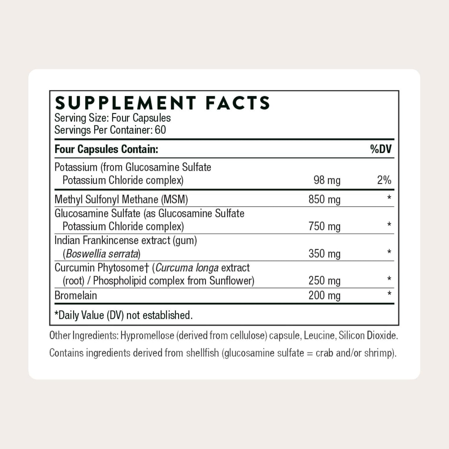 THORNE - Joint Support Nutrients - Formulated with Glucosamine, MSM, Curcumin, Bromelain, Boswellia & Potassium for Joint Support* - Third-Party Certified - Gluten, Dairy & Soy-Free - 240 Capsules THORNEBuy Supplements Australia