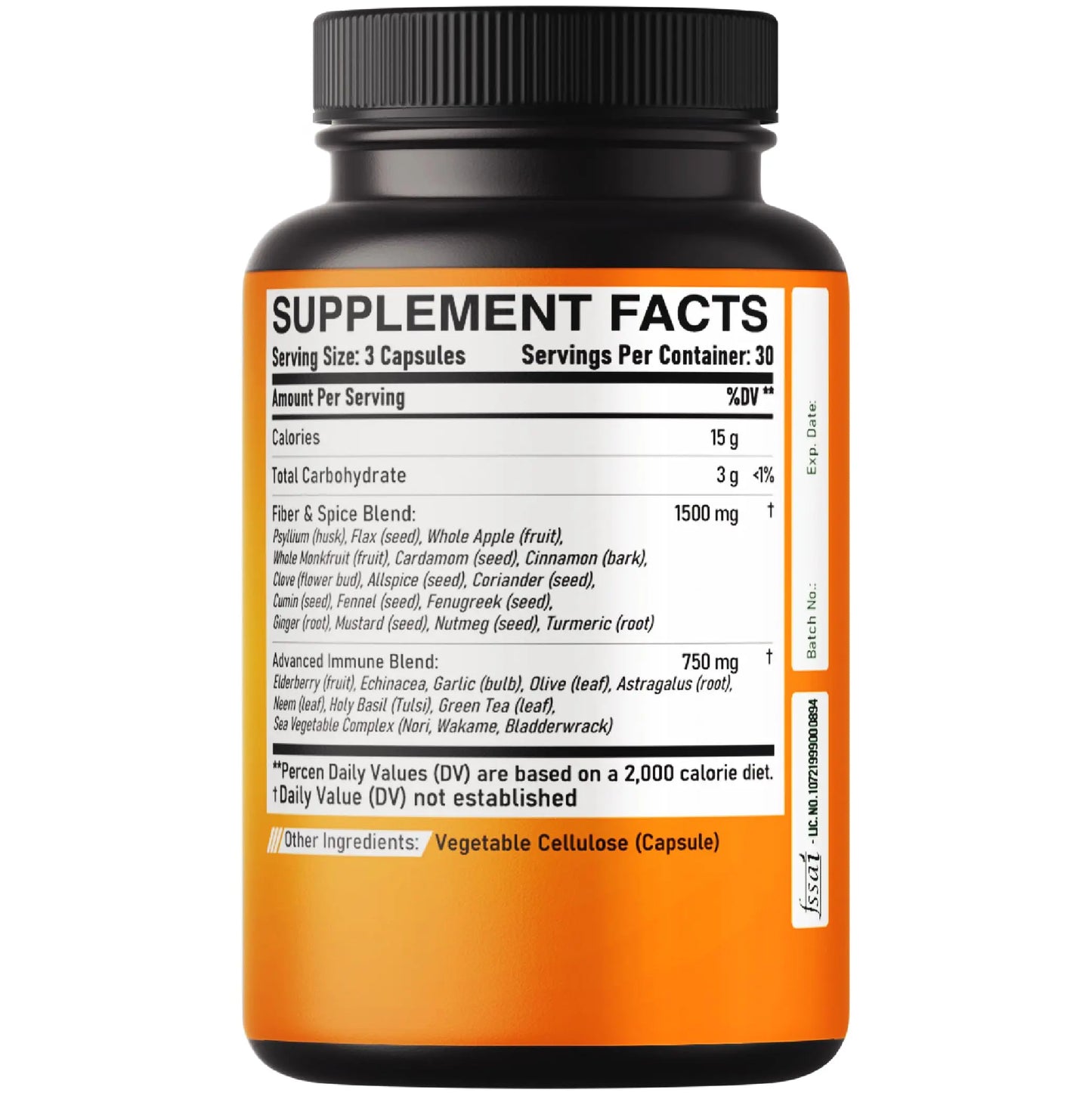 DEDICAD 27in1 Fiber and Spice Supplement - Combined with Organic Psyllium, Whole Apple, Elderberry & More - Support Mood, Body & Immunity - 90 Capsules for 1 Month DEDICAD buy supplements Au
