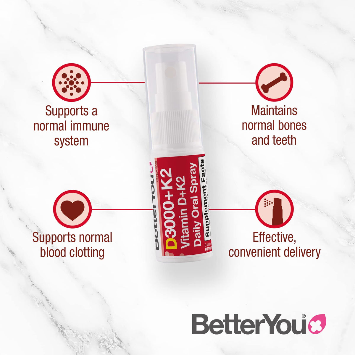 BetterYou D3000 + Vitamin D + K2 Spray 12ml BetterYouBuy Supplements Australia