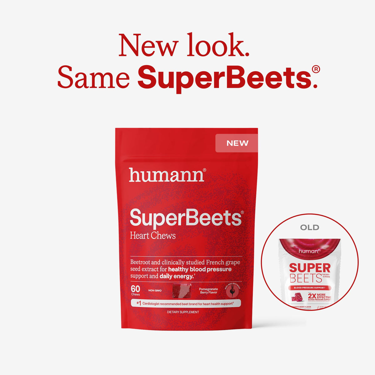Humann SuperBeets Heart Chews, Beet Root Powder Support Energy Supplement, Nitric Oxide and Blood Pressure Support, Grape Seed Extract & Non-GMO