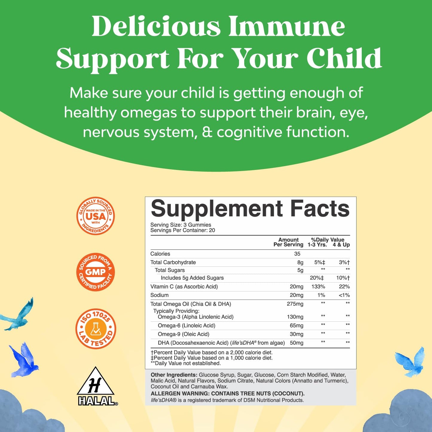 Bundle of Kids DHA Omega 3 Gummies - Fatty Acids Omega 3 6 9 for Brain Immune Strength Vision Focus Support and Liquid Multivitamin for Kids Immunity Support Natures CraftBuy Supplements Australia