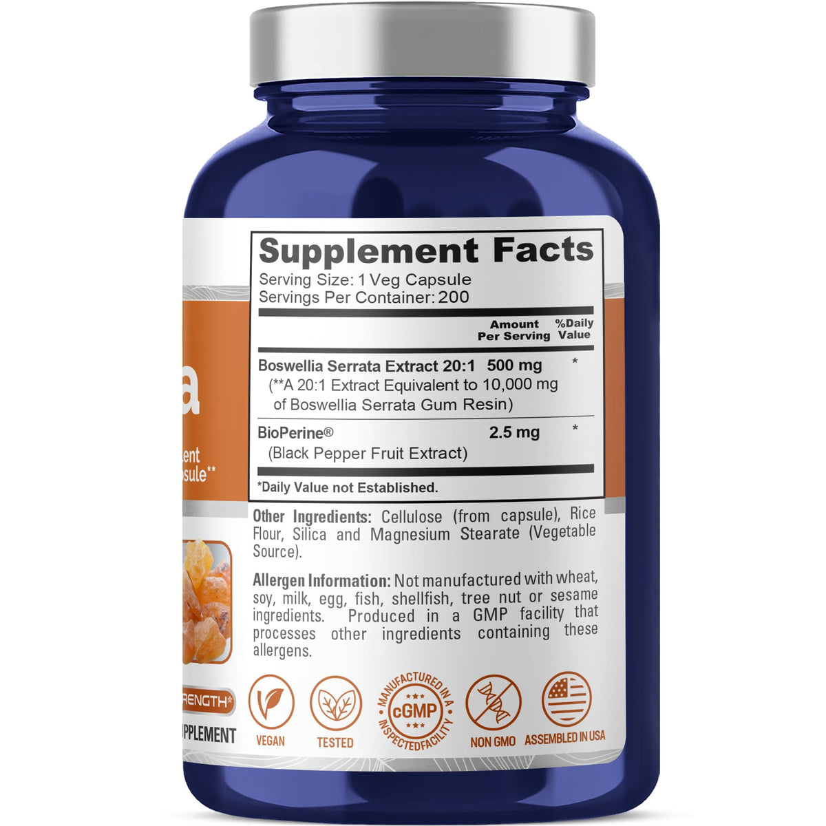 NusaPure Boswellia Serrata 10,000 mg Per Veggie Caps 200 Count (Ext. 20:1, Non-GMO, Vegan, Bioperine) Ayurvedic Herb: Indian Olibanum, Frankincense NusaPureBuy Supplements Australia