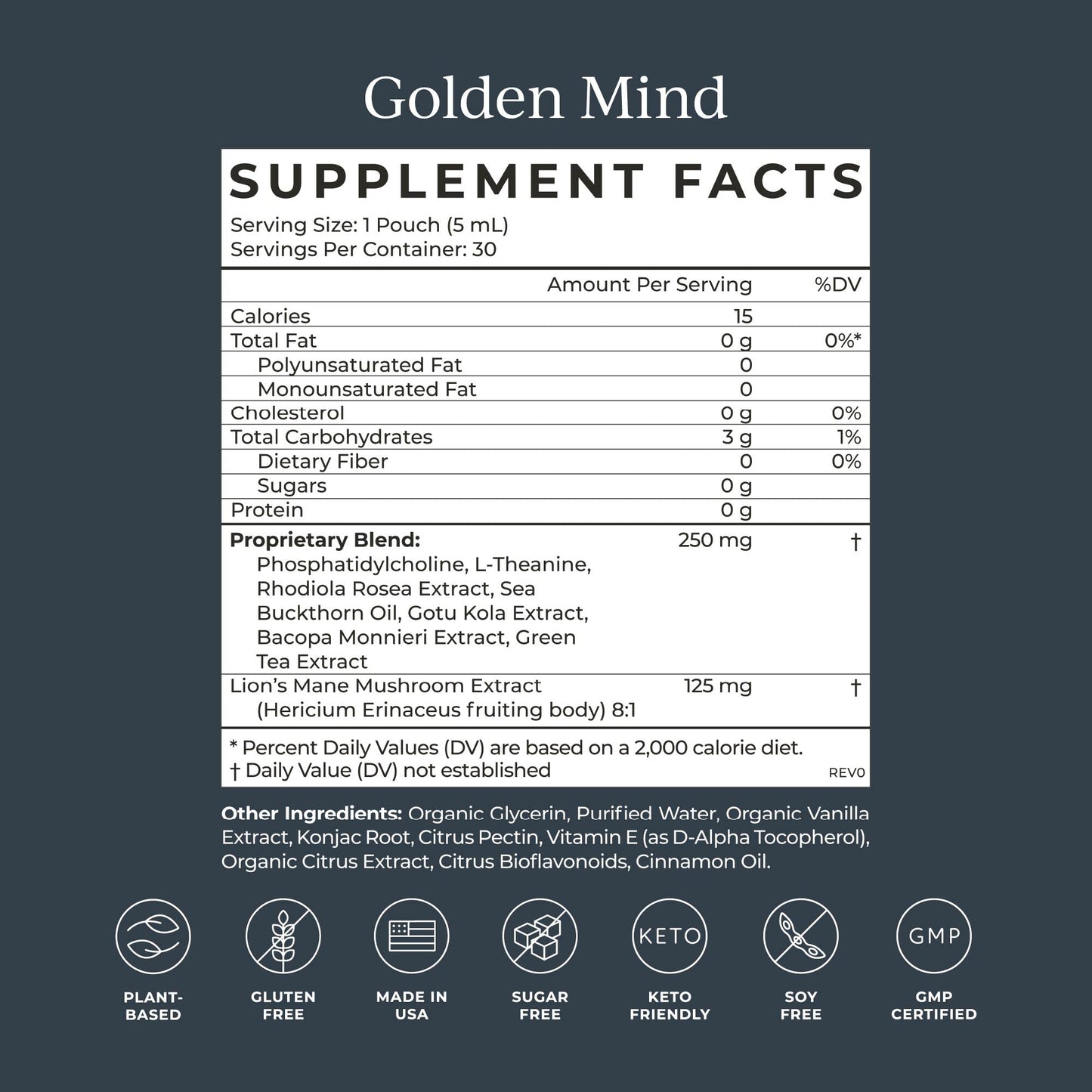 CYMBIOTIKA Golden Mind Nootropic - Boosts Focus, Memory, Alertness, Supports Nervous System with Bacopa, Green Tea, Lion’s Mane, L-Theanine, Rhodiola | 30 Pouches CYMBIOTIKABuy Supplements Australia