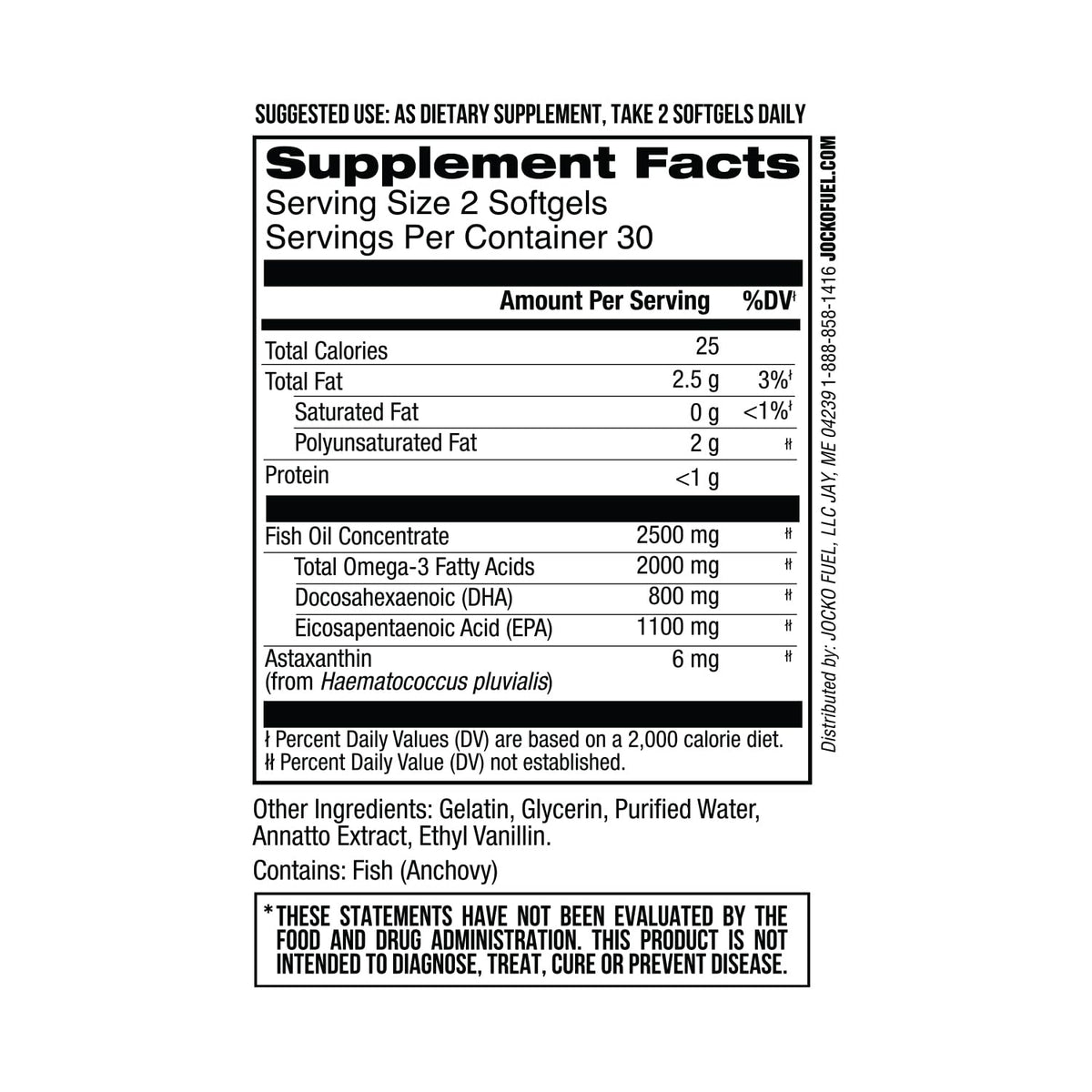 Jocko Fuel Omega 3 Fish Oil Supplement 2000mg - Burpless Fatty Acid Supplement, Wild Caught, Powerful Antioxidant with Astaxanthin (60 Capsules) Jocko FuelBuy Supplements Australia
