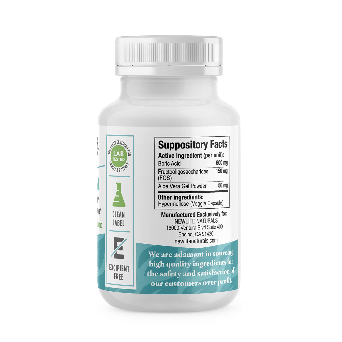 NewLife Naturals Boric Acid Vaginal Suppositories with Aloe Vera & FOS Prebiotic | Women's pH Balance Pills NewLife NaturalsBuy Supplements Australia