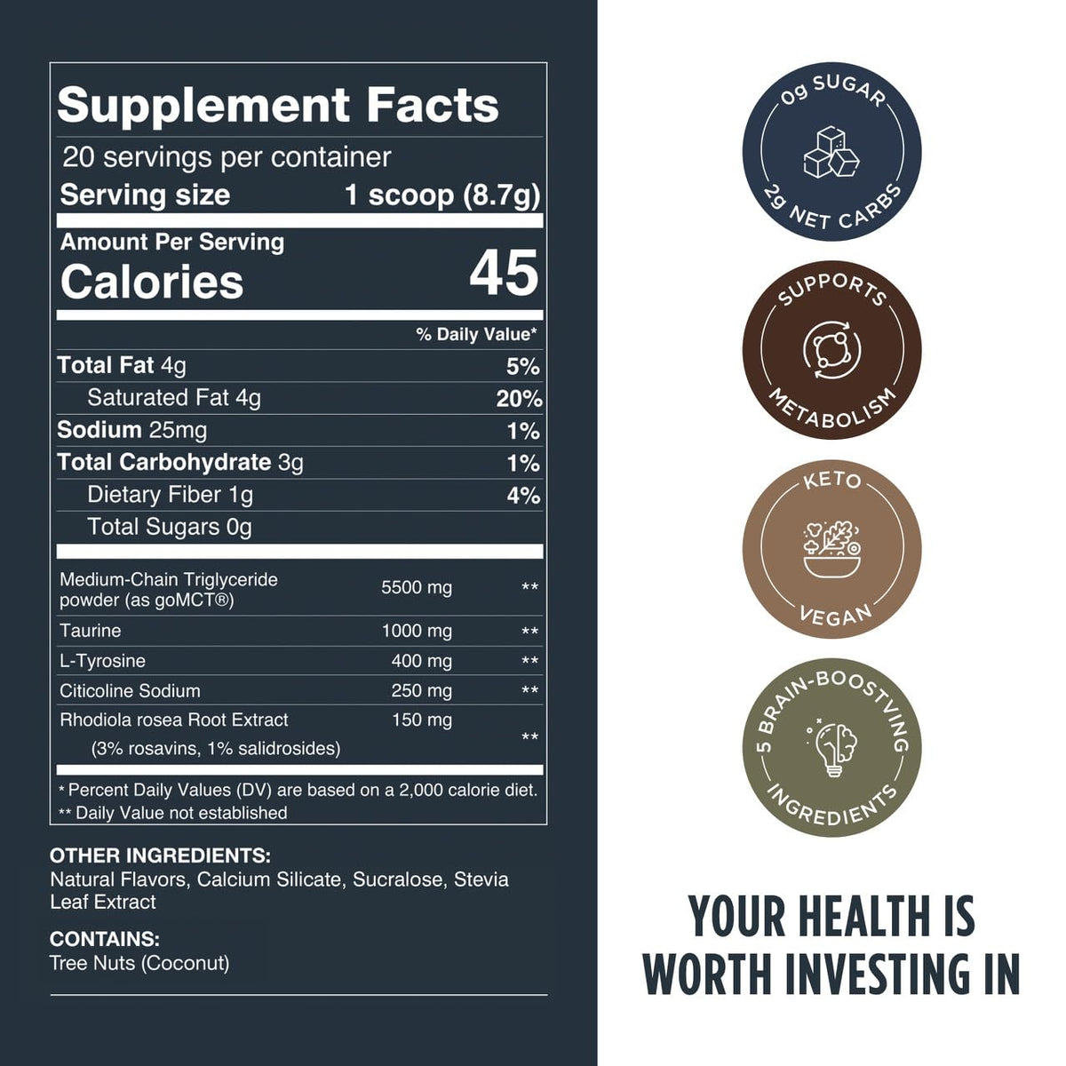LIFESTACKS Focus Coffee Creamer for Energy & Clarity - MCT Powder + Nootropics + Adaptogens - Boost Productivity Without Jitters or Crash - Keto, Vegan, 0 Sugar - with Taurine, L-Tyrosine, Rhodiola LIFESTACKSBuy Supplements Australia