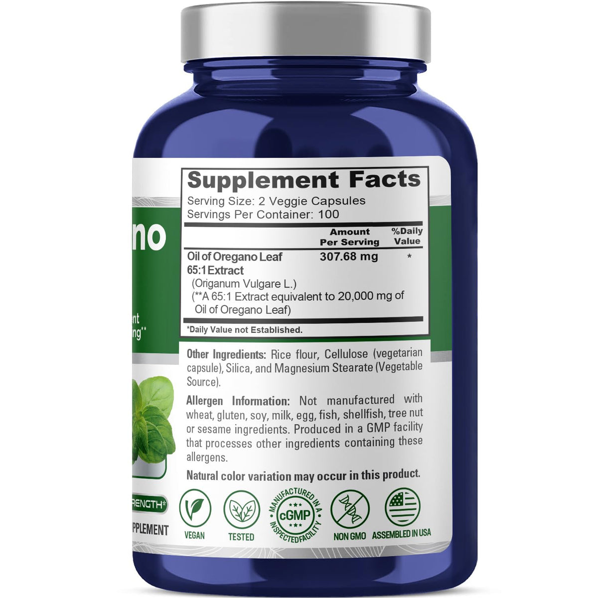 NusaPure Oregano Oil Extract 20000mg | 200 Veggie Powder Capsules | Naturally Occurring Carvacrol | Non-GMO and Vegan Extract 65:1 NusaPureBuy Supplements Australia