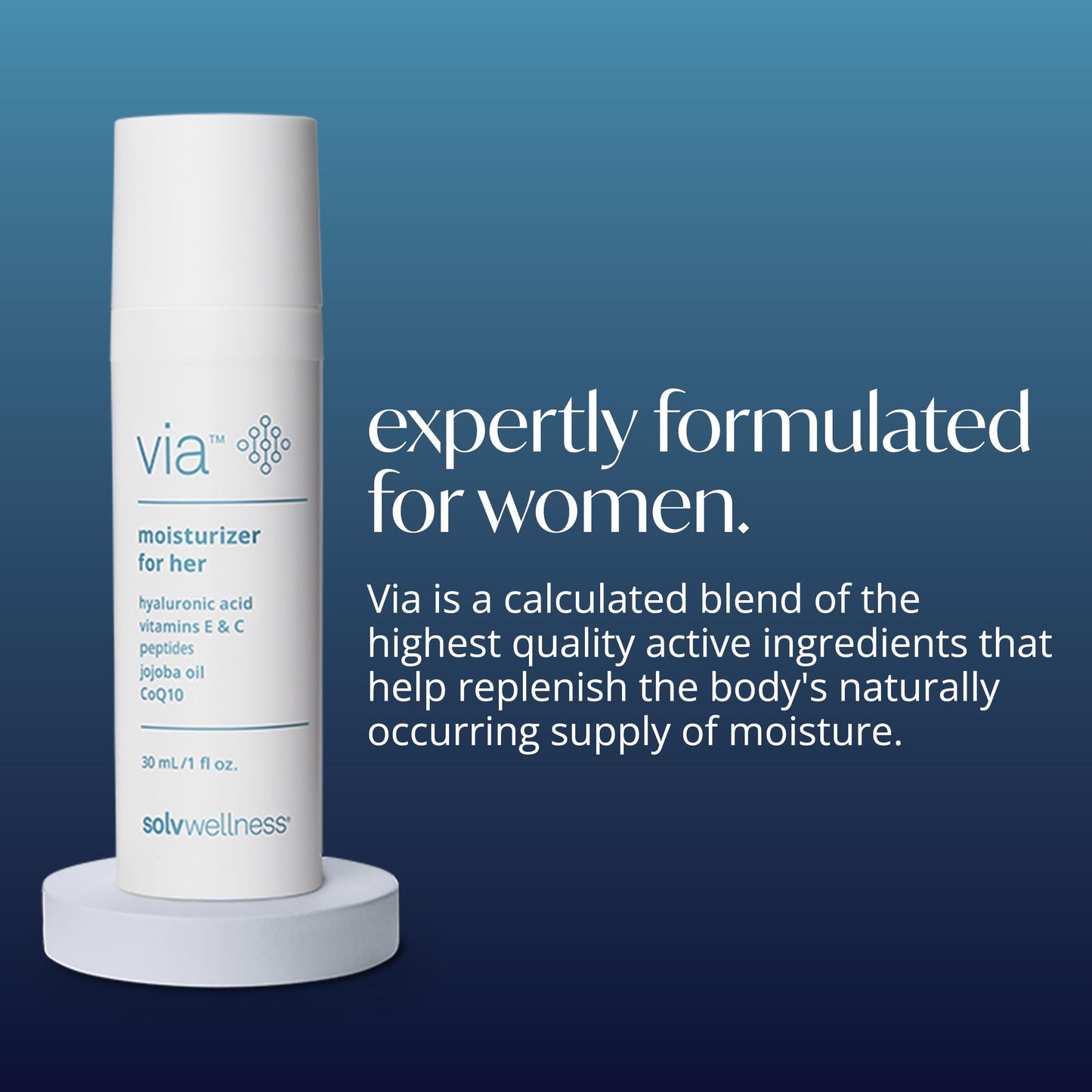 Via by Solv Wellness Vaginal Moisturizer Cream for Women, Non-Hormonal, Water-Based, Made with Hyaluronic Acid, Vitamins, Peptides, Jojoba Oil, 30 ml Solv Wellness buy supplements Au
