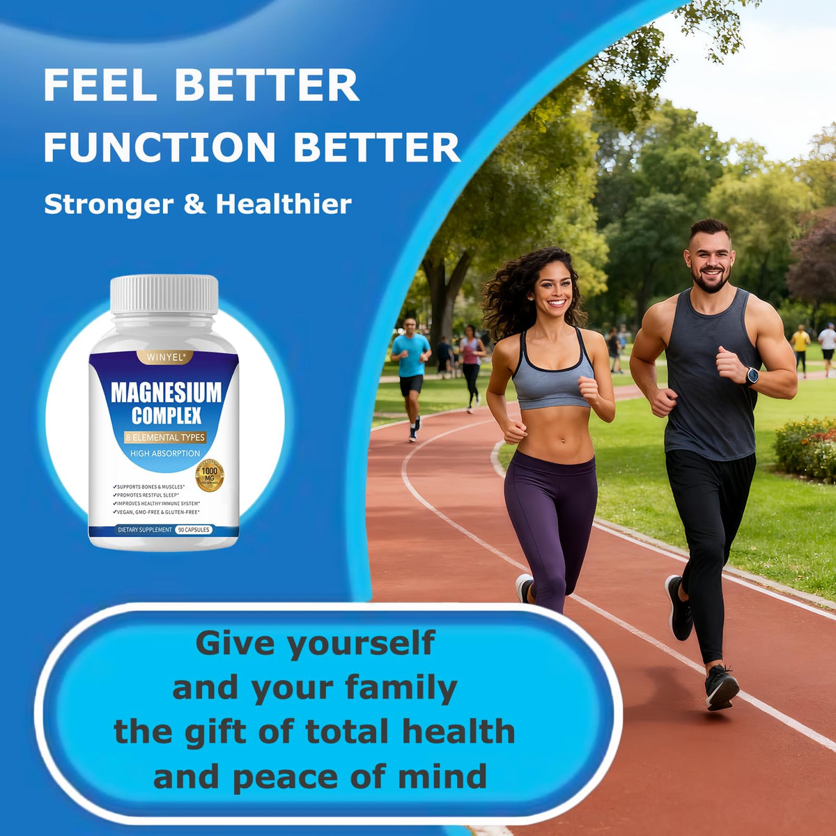 Magnesium Complex Supplement 8 Elemental 1000mg | Magnesium Supplement with Glycinate, Malate, Citrate | Sleep, Relaxation, Bone & Muscle | Vegan 90 Capsules WINYEL buy supplements Au