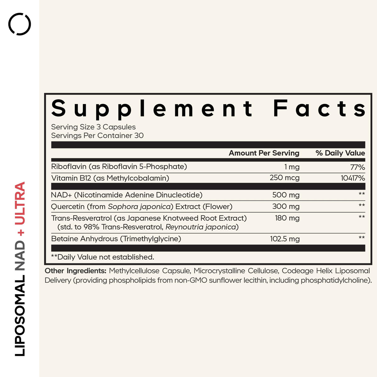 Codeage Liposomal NAD+ with Resveratrol & Vitamin B - NAD Plus Ultra for Energy & Healthy Aging Support - NAD Vitamin Supplement with Quercetin, Betaine, Riboflavin - Bioavailable - 90 Capsules CodeageBuy Supplements Australia