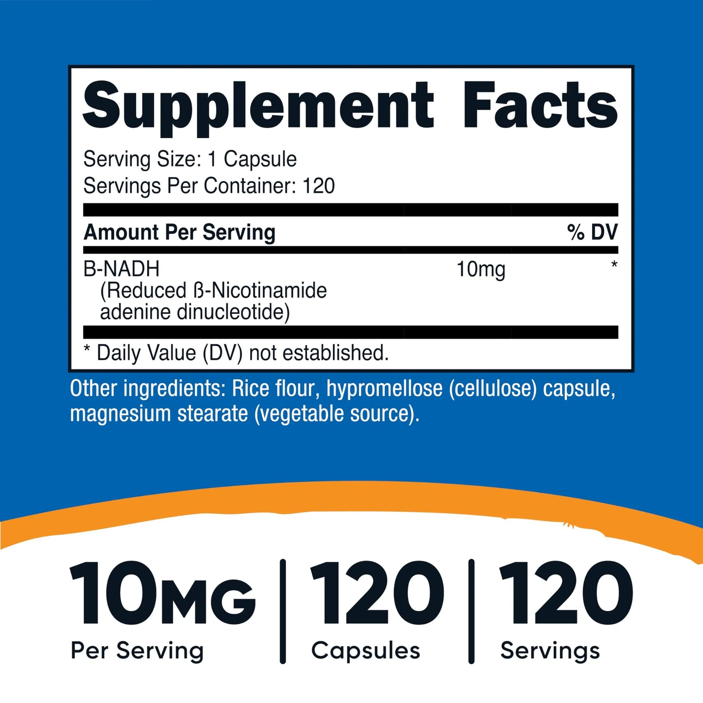 Nutricost NADH 10mg Per Serving 120 Capsules - B-Nicotinamide Adenine Dinucleotide, Vegan, Gluten-Free NutricostBuy Supplements Australia