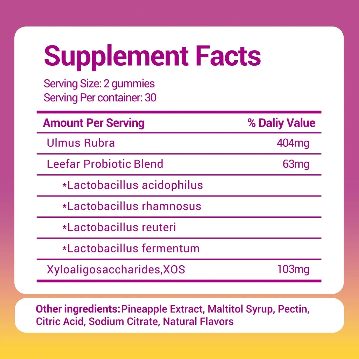 Her Juicy Women's Probiotic Gummies: Supports Women’s Wellness & pH Balance, Clean Vegan, Pineapple Flavor, Prebiotics & Lactobacillus Blend, with Slippery Elm, Gut Health & Immune Defense, 60 Gummies HeawdraBuy Supplements Australia