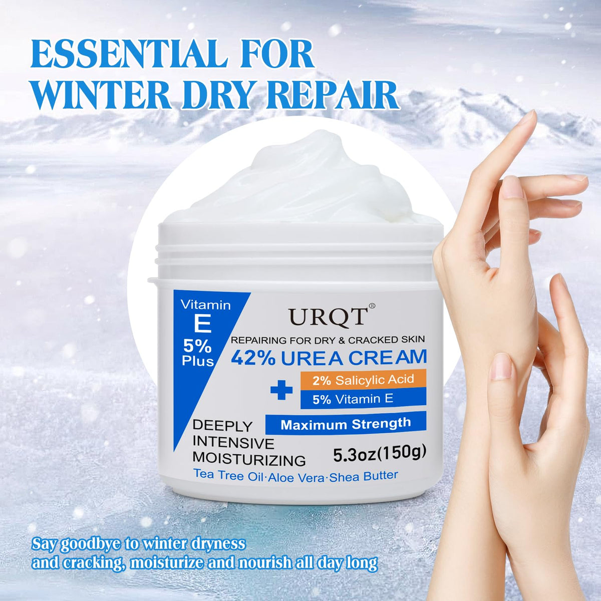 42% Urea Cream for Dry & Cracked Skin - Foot & Hand Cream with 2% Salicylic Acid, 5% Vitamin E, Tea Tree Oil, Aloe Vera, Shea Butter - Moisturizer & Skin Repair Cream for Feet Maximum Strength URQT buy supplements Au