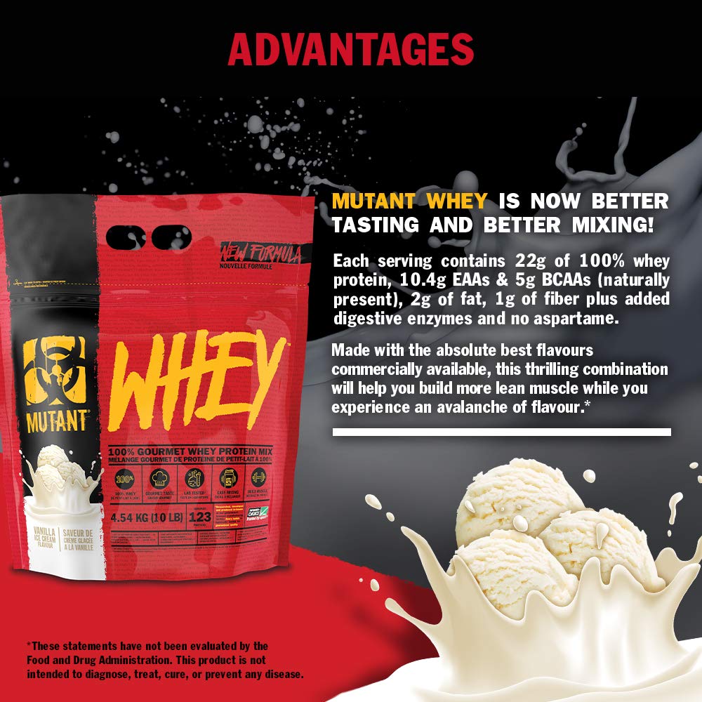 Mutant Whey – 100% Whey Protein Powder, Gourmet Taste, 22g of Protein, 10.4 g EAAs, 5 g BCAAs MutantBuy Supplements Australia