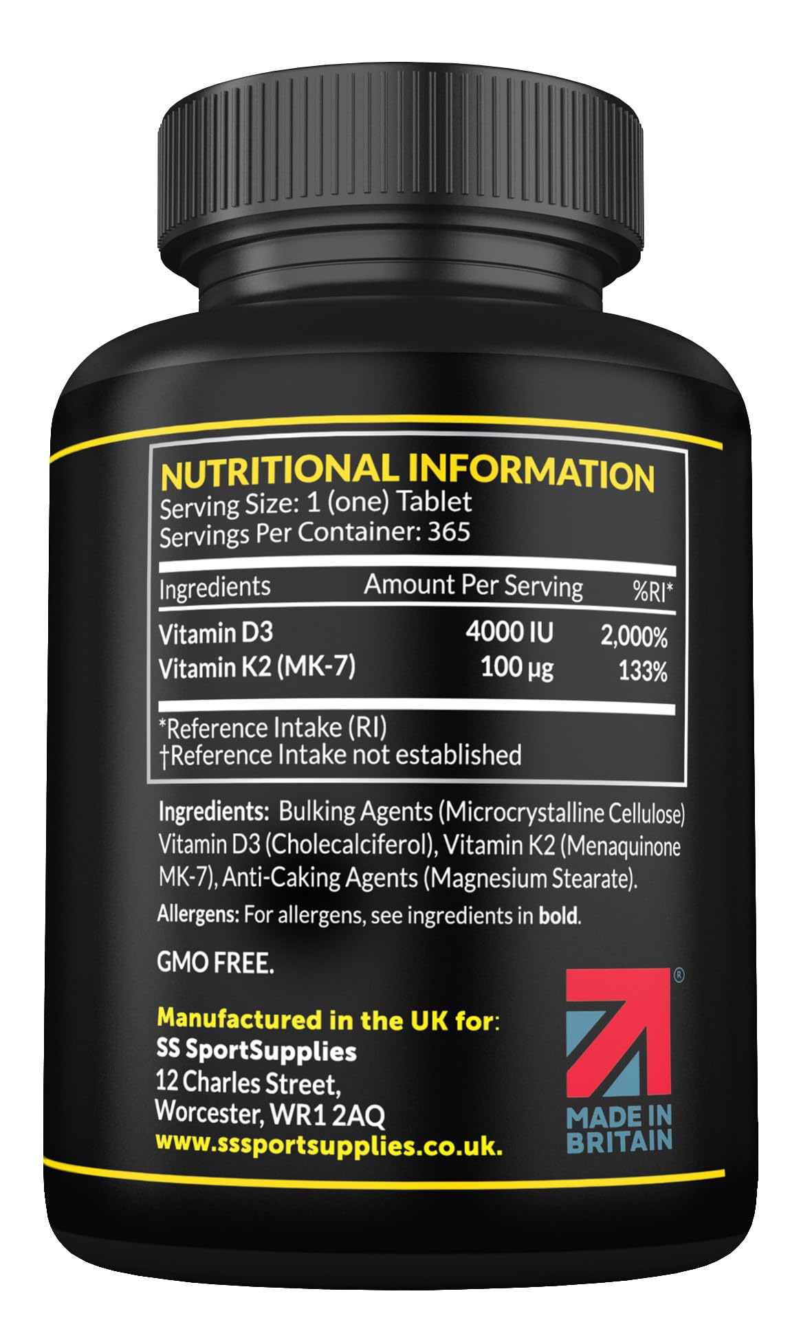 Vitamin D3 K2 High Strength Tablets - 365 Micro Tablets - Vitamin d3 4000 iu and k2 SS Sport SuppliesBuy Supplements Australia
