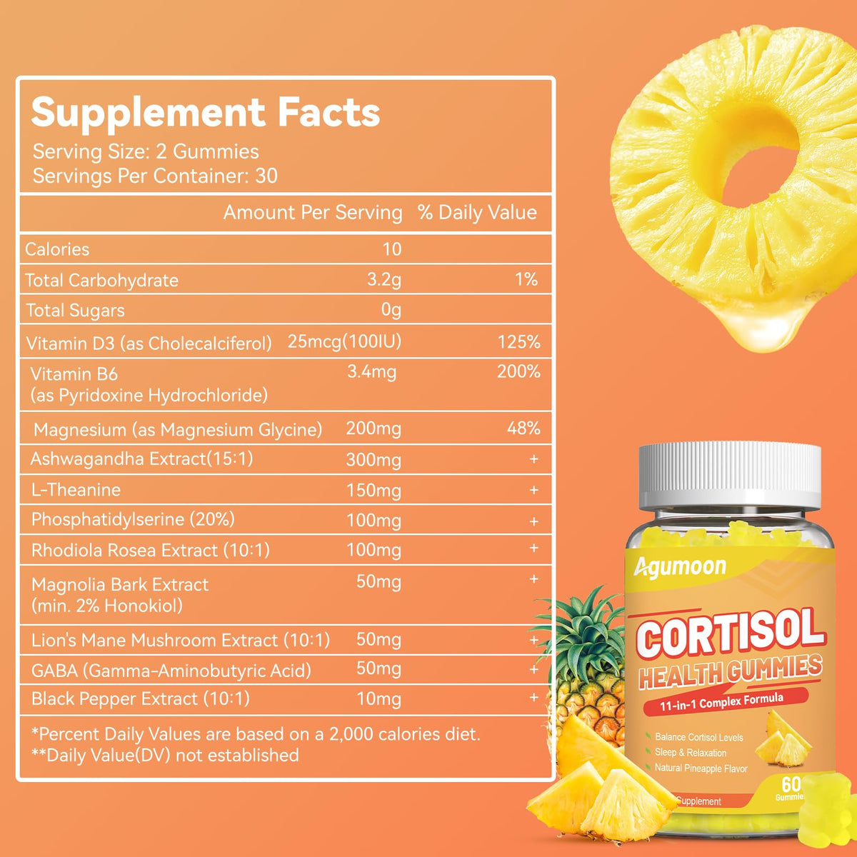 Agumoon Cortisol Gummies for Women, Cortisol Supplements with Ashwagandha, Magnesium, L-theanine, for Relaxation and Mood Support - 120 Gummies AgumoonBuy Supplements Australia