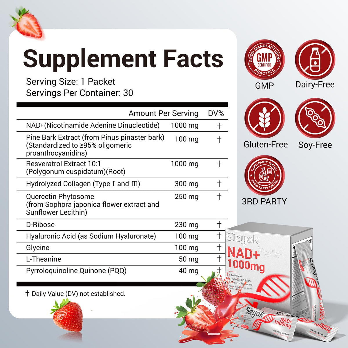 NAD+ Supplement 1000mg Liquid - High Absorption NAD+ with Trans Resveratrol 2000mg, Collagen & Hyaluronic Acid, Anti-Aging Energy Support for Women, Cellular Health & Longevity Boost SizyokBuy Supplements Australia