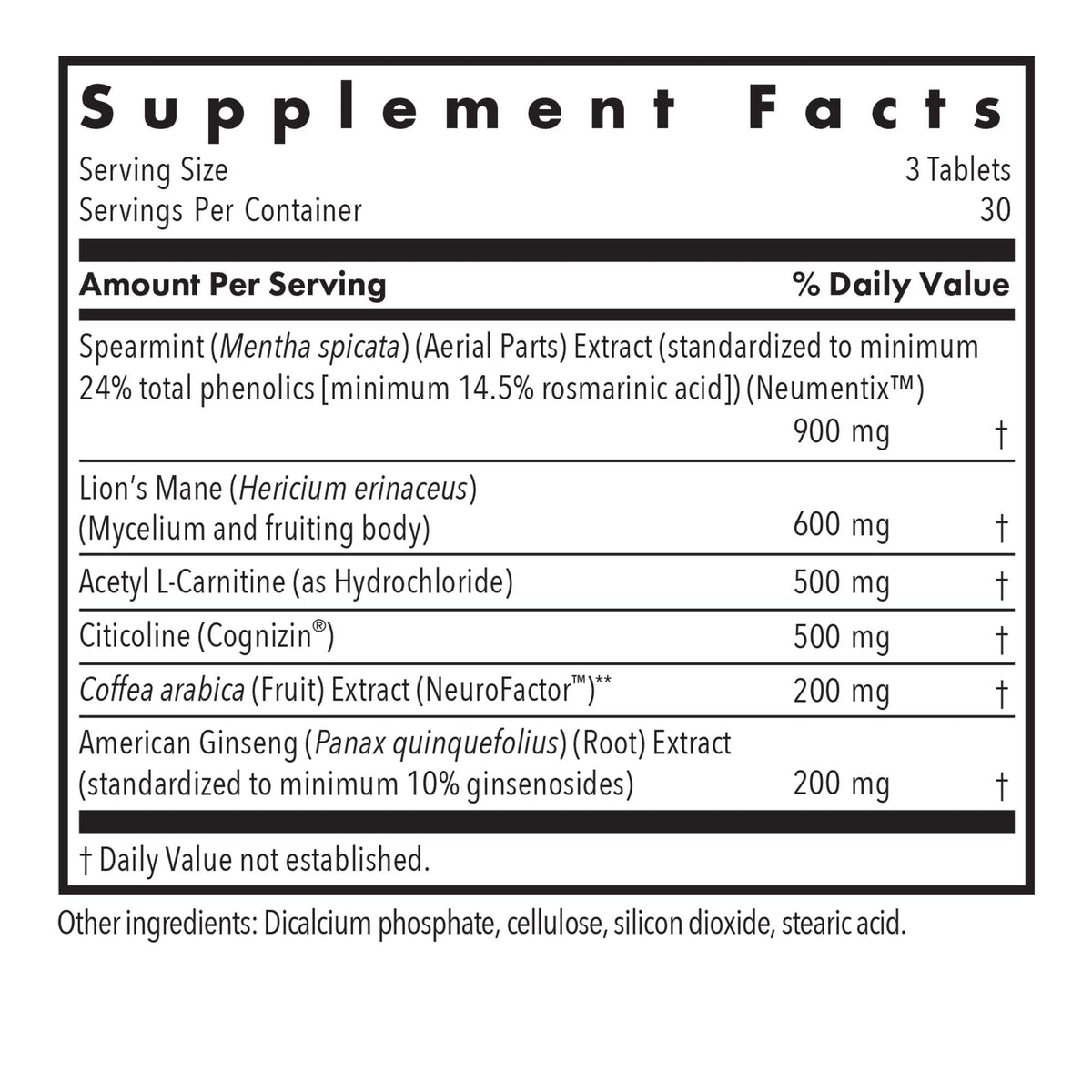 Allergy Research Group Advanced NeuroPlus - Nootropic Formula with Spearmint Extract, Lions Mane & Citicoline - Supports Working Memory Focus & Cognitive Function - 30 Servings - 90 Tablets Allergy Research Group buy supplements Au