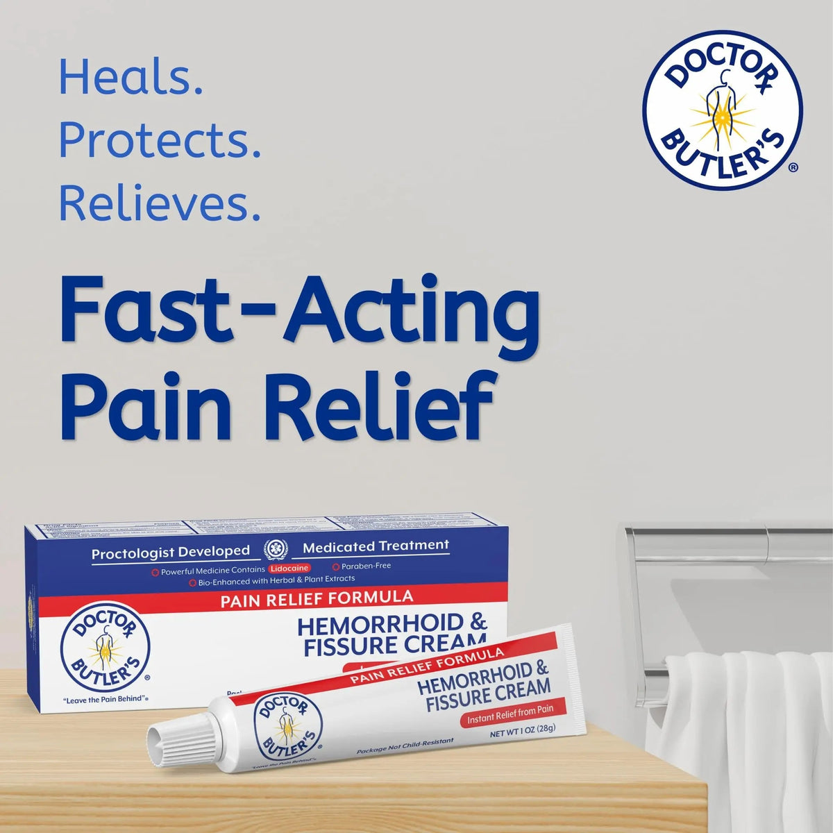 Doctor Butler's Hemorrhoid & Fissure Cream – Instant Pain Relief Hemorrhoid Treatment with Lidocaine, Fast Acting Hemorrhoid Cream for Relief from External Itching and Burning (1 oz.) Doctor Butler'sBuy Supplements Australia