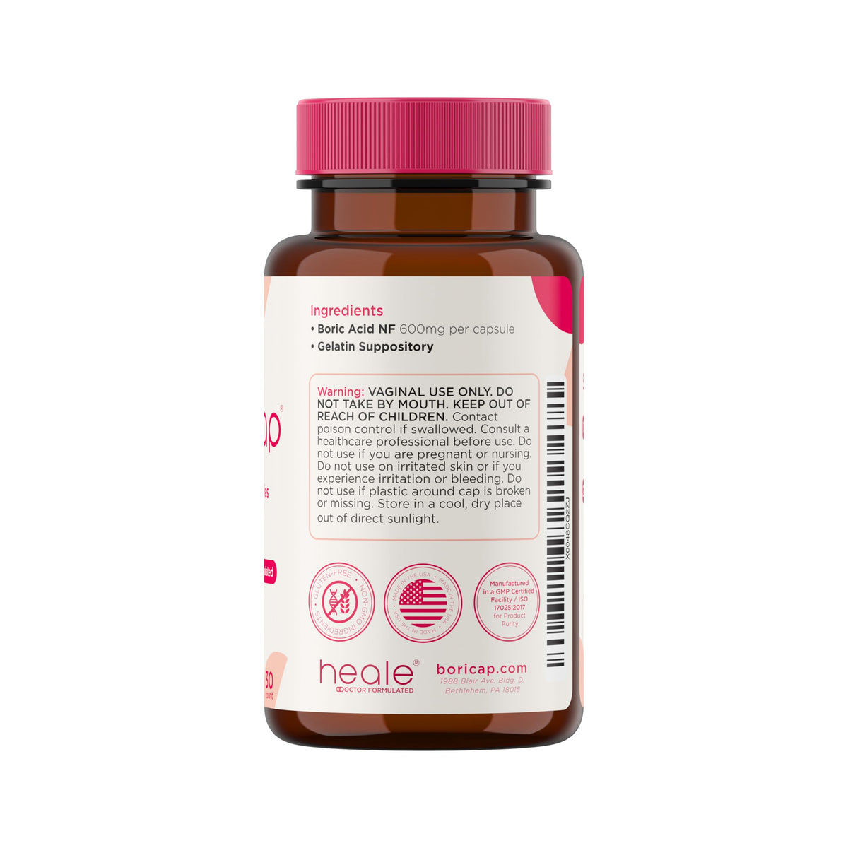 BoriCap - Boric Acid Suppositories for Women - 600 mg - Vaginal Health & Balance, Itch & Odor - Natural Relief - Feminine Care - Feminine Hygiene Products - Made in USA by Heale - 30 Capsules BoriCapBuy Supplements Australia